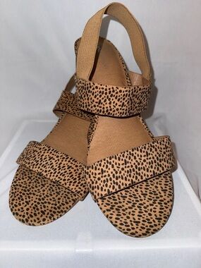 Lane Bryant Tan Cheetah/ Leopard Print Block Heel Sandals